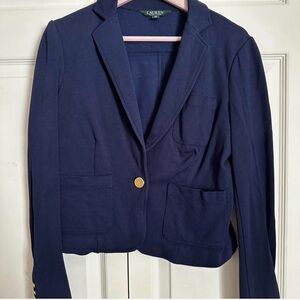 Lauren Ralph Lauren Navy Single-Button Patch-Pocket Blazer